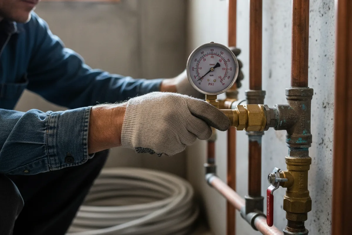 Pressure testing a repaired line during Water Line Repair in Agency